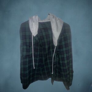 Green Plaid Hoodie Jacket